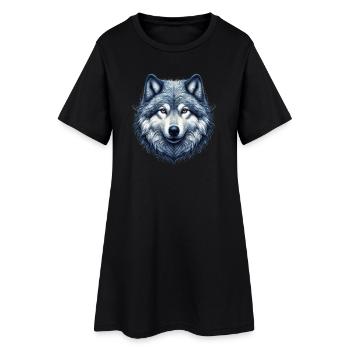 Wolf - Frauen T-Shirt-Kleid - Schwarz - Vorne
