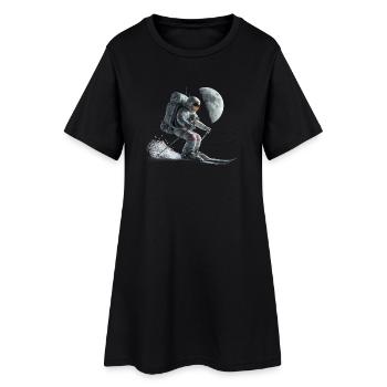 Astronaute Skieur - Robe T-shirt Femme - noir - Devant