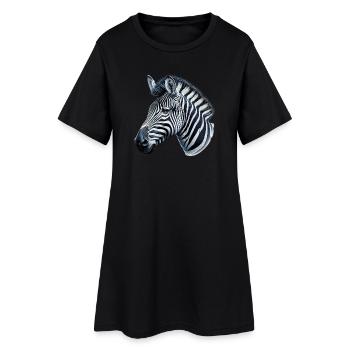 Zebra - Frauen T-Shirt-Kleid - Schwarz - Vorne