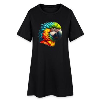 Papagei - Frauen T-Shirt-Kleid - Schwarz - Vorne