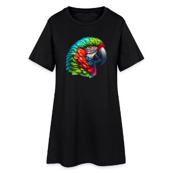 Papagei - Frauen T-Shirt-Kleid - Schwarz - Vorne