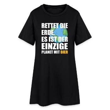 Bier Planet Retten - Frauen T-Shirt-Kleid - Schwarz - Vorne