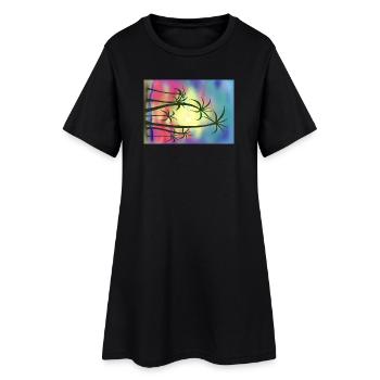 Palmen - Frauen T-Shirt-Kleid - Schwarz - Vorne