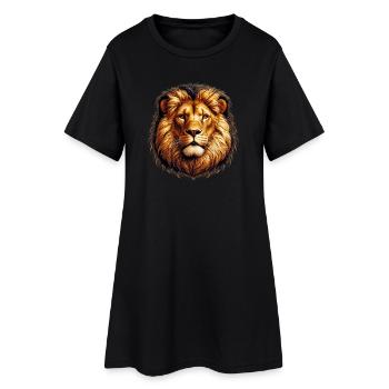 Löwe - Frauen T-Shirt-Kleid - Schwarz - Vorne