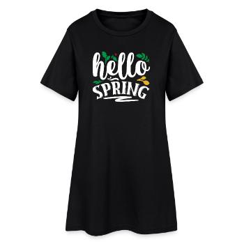 Bonjour le printemps - Robe T-shirt Femme - noir - Devant