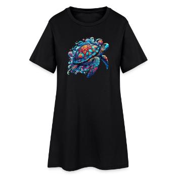 Tortue - Robe T-shirt Femme - noir - Devant