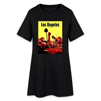 Los Angeles PopArt Street Scene - Women’s T-Shirt Dress - black - Front