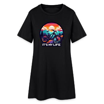 Sunset Mountain Bike Adventure Design - Women’s T-Shirt Dress - black - Front