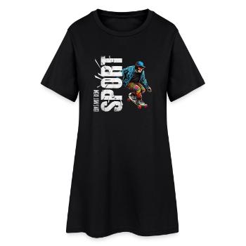 Eins mit dem Sport - Skateboard - Frauen T-Shirt-Kleid - Schwarz - Vorne