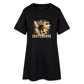 Skateboard - Frauen T-Shirt-Kleid - Schwarz - Vorne