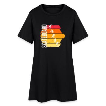Skateboard - Frauen T-Shirt-Kleid - Schwarz - Vorne