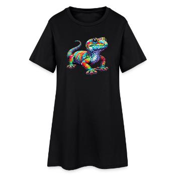 Gecko - Frauen T-Shirt-Kleid - Schwarz - Vorne