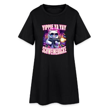Chat Dire Drôle Minigun Gamer GTA - Robe T-shirt Femme - noir - Devant