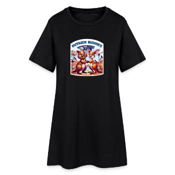 Motif de kangourou australien et de quokka - Robe T-shirt Femme - noir - Devant