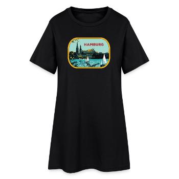 River Hamburg: Sailboat Illustration - Women’s T-Shirt Dress - black - Front