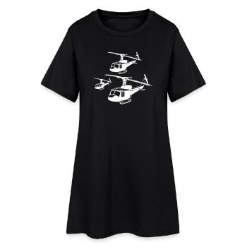 Hubschrauber - Frauen T-Shirt-Kleid - Schwarz - Vorne