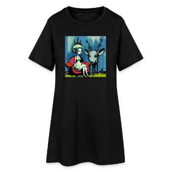 Psychedelic deer 01 - Robe T-shirt Femme - noir - Devant