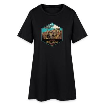 Schloss Boldt: Romantik auf der Herzinsel - Frauen T-Shirt-Kleid - Schwarz - Vorne