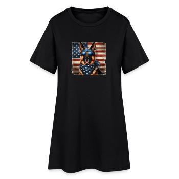 Berger allemand avec drapeau américain - Robe T-shirt Femme - noir - Devant