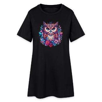 Hibou - Robe T-shirt Femme - noir - Devant