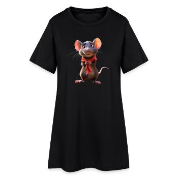 Rat, Cute Mouse, Rodents, Dwarf Mouse, Small Rats - Women’s T-Shirt Dress - black - Front