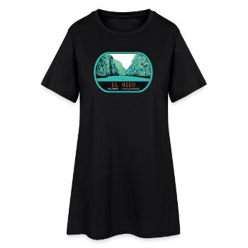 Vue panoramique d'El Nido ile de Palawan - Robe T-shirt Femme - noir - Devant