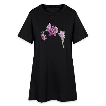 Orchidée - Plante - Fleur - Robe T-shirt Femme - noir - Devant