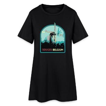 Illustration Moulin à Vent près de Bruges - Robe T-shirt Femme - noir - Devant