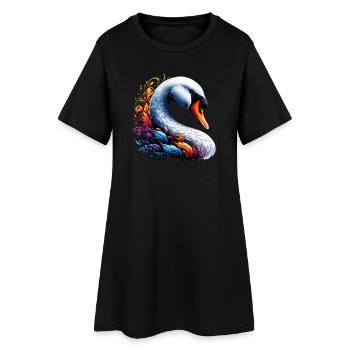 Cygne - Robe T-shirt Femme - noir - Devant