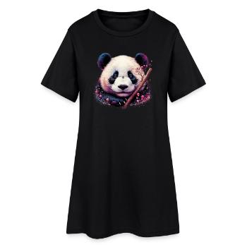 Panda - Frauen T-Shirt-Kleid - Schwarz - Vorne