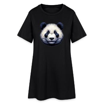 Panda - Frauen T-Shirt-Kleid - Schwarz - Vorne