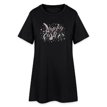 Vœux de Pâques avec lettrage floral - Robe T-shirt Femme - noir - Devant