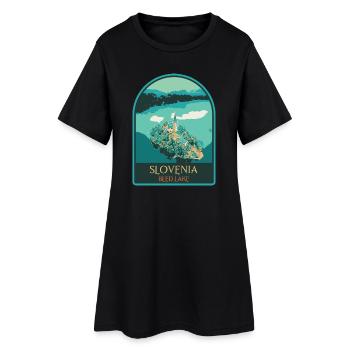 Illustration : L'île enchantée de Bled - Robe T-shirt Femme - noir - Devant