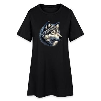 Wolf - Frauen T-Shirt-Kleid - Schwarz - Vorne