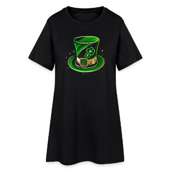 St Patricks Day Hut Zylinder mit Klee - Frauen T-Shirt-Kleid - Schwarz - Vorne