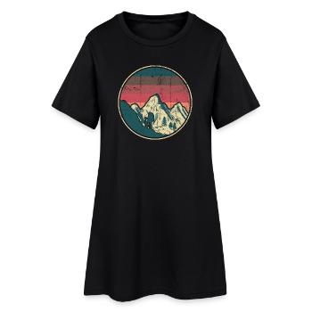 Alpine Hiker Retro Sonnenuntergang - Frauen T-Shirt-Kleid - Schwarz - Vorne