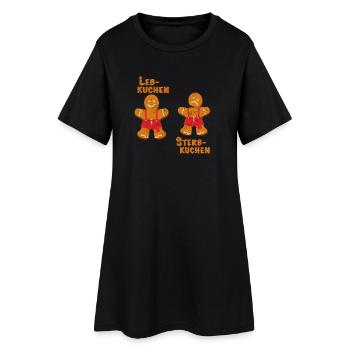 Leb und Sterbkuchen gepunktet - Frauen T-Shirt-Kleid - Schwarz - Vorne