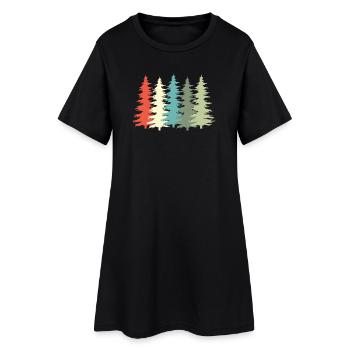 Woodland Vintage Tree Retro - Women’s T-Shirt Dress - black - Front