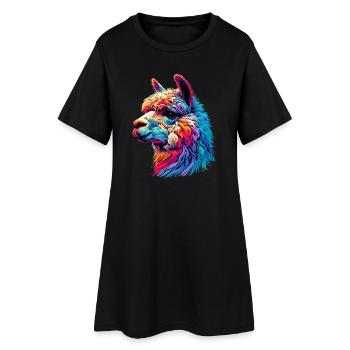 Alpaka - Frauen T-Shirt-Kleid - Schwarz - Vorne