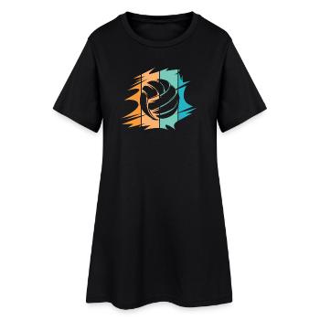 Rétro abstrait volley-ball vintage design plage - Robe T-shirt Femme - noir - Devant