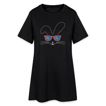 Osterhase lustig mit Sonnenbrille funny Bunny - Frauen T-Shirt-Kleid - Schwarz - Vorne