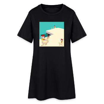 POULES NAGEANT AU BORD DU LAC - Robe T-shirt Femme - noir - Devant