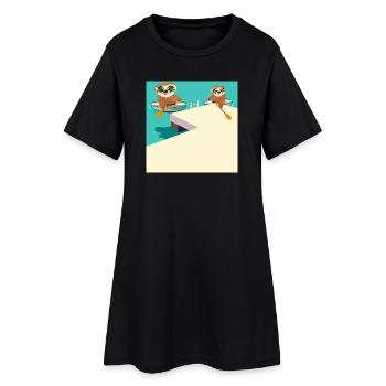 CANOË KAYAK PARESSEUX SUR LA PLAGE - Robe T-shirt Femme - noir - Devant