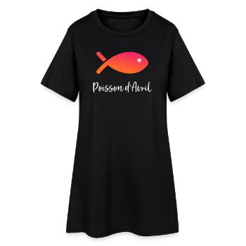 POISSON. POISSON D'AVRIL. VACANCES. ETE. HUMOUR - Robe T-shirt Femme - noir - Devant