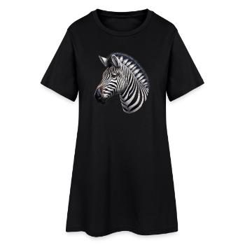 Zebra - Frauen T-Shirt-Kleid - Schwarz - Vorne