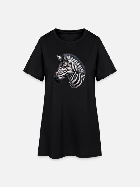Zebra - Frauen T-Shirt-Kleid - Schwarz