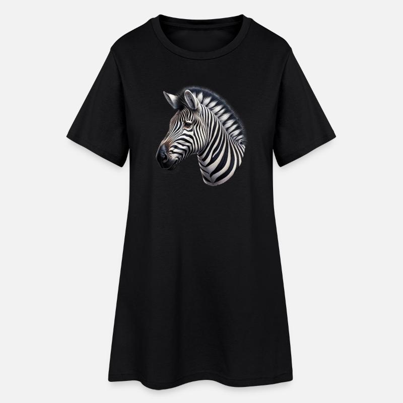 Zebra - Frauen T-Shirt-Kleid - Schwarz