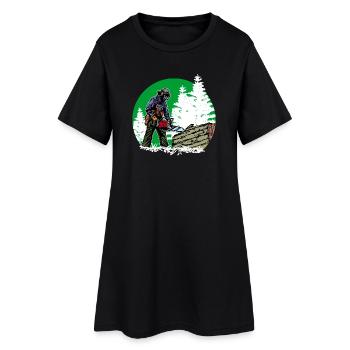 Arbre bûcheron tronçonneuse bois boiserie forêt - Robe T-shirt Femme - noir - Devant