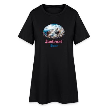 Santorin, Grèce, voyage au volcan Akrotiri - Robe T-shirt Femme - noir - Devant