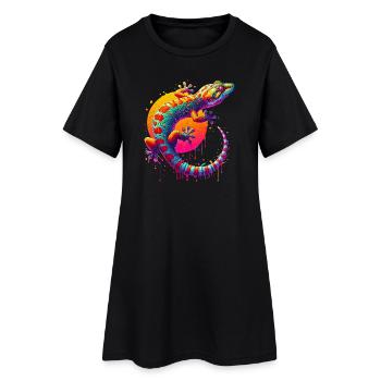 Gecko - Frauen T-Shirt-Kleid - Schwarz - Vorne